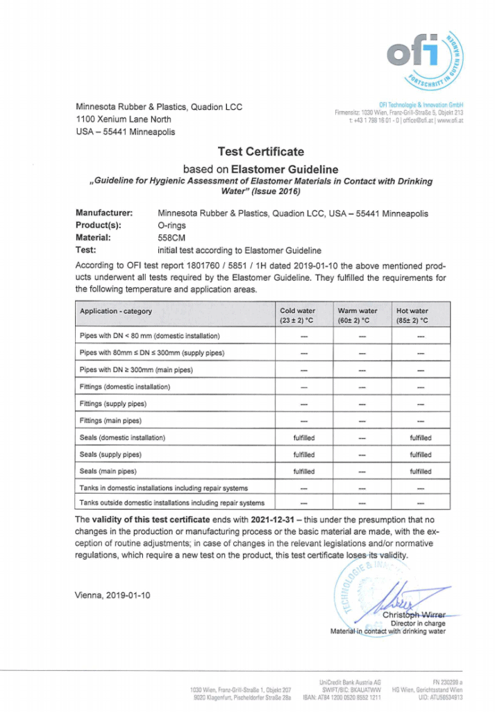 Elastomer Guideline Certification for 558CM